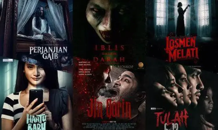 Penonton di dalam bioskop sedang menyaksikan film horor Indonesia terbaru