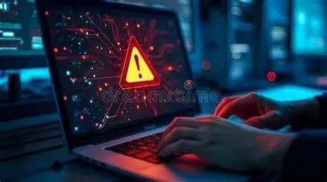 Risiko Keamanan Siber Peringatan keamanan siber pada perangkat laptop