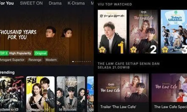 Tampilan antarmuka aplikasi Viu yang ramah pengguna