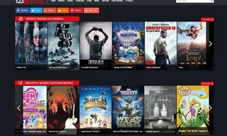 Antarmuka situs streaming film gratis dengan berbagai poster film