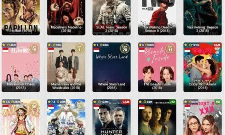 Pengguna sedang menonton film dengan subtitle Indonesia di ponsel