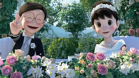 Pernikahan Nobita Adegan pernikahan Nobita dan Shizuka yang emosional