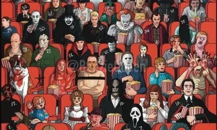 Penonton di bioskop menonton film horor