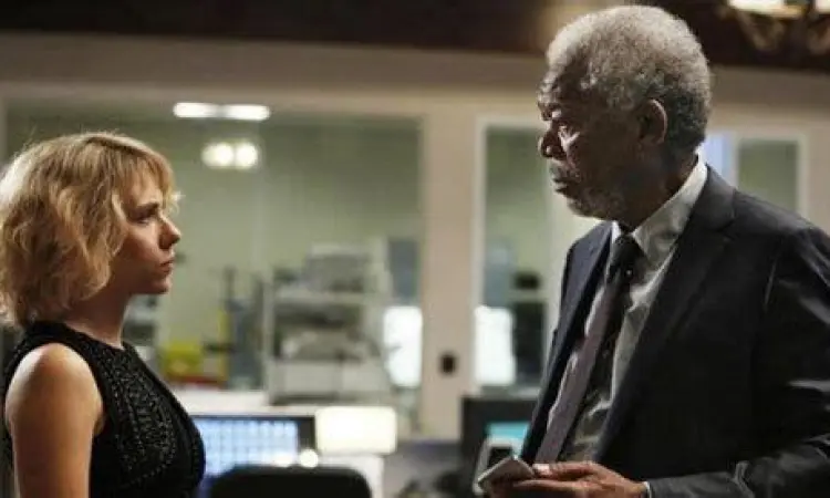 Ilustrasi visual teori kapasitas otak dalam film Lucy