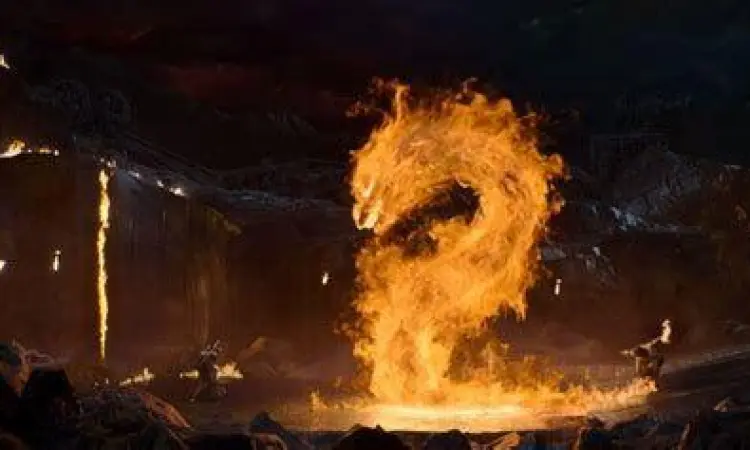 Liu Kang Fire Dragon Liu Kang mengeluarkan naga api di klimaks film
