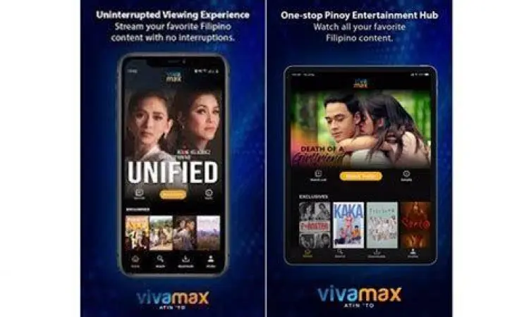 Antarmuka aplikasi Vivamax dengan pilihan subtitle Indonesia