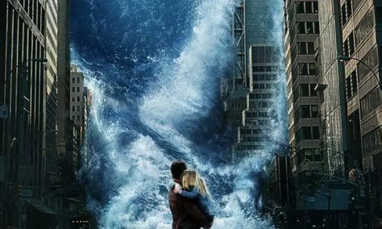 Poster resmi film Geostorm dengan tema bencana
