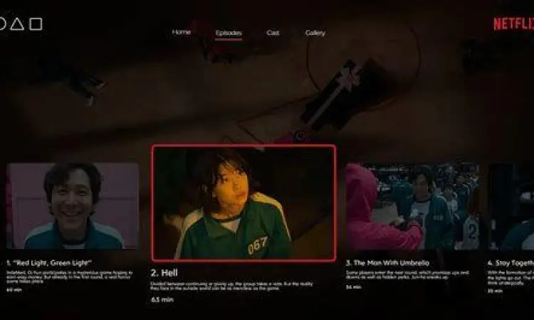 Tampilan aplikasi Netflix saat mencari Squid Game