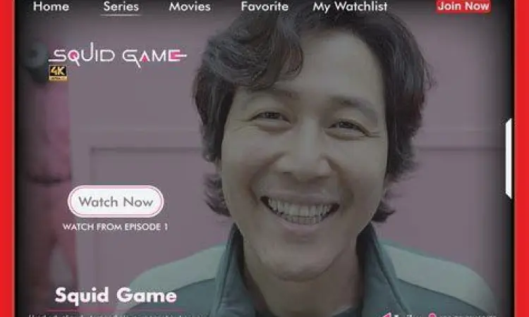 Antarmuka aplikasi Netflix menampilkan judul Squid Game